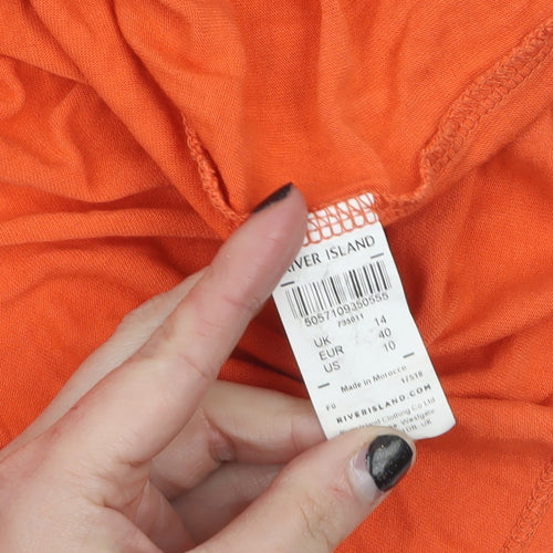 River Island Women’s Orange Viscose Sleeveless T-Shirt Size 14