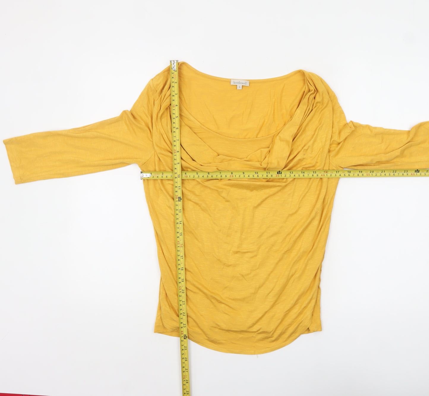 Kettlewell Women's Yellow Cowl Neck Jersey Blouse Size S