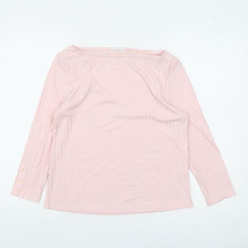 Principles Petite Women's Pink Boat Neck Long Sleeve Blouse Size 12
