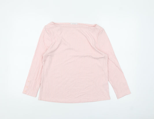 Principles Petite Women's Pink Boat Neck Long Sleeve Blouse Size 12