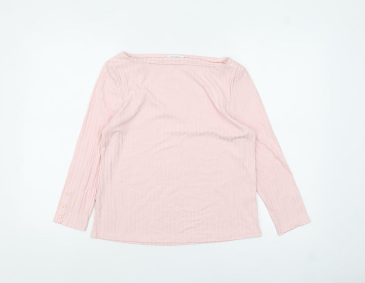 Principles Petite Women's Pink Boat Neck Long Sleeve Blouse Size 12