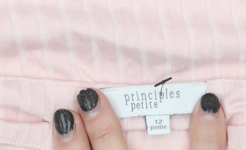 Principles Petite Women's Pink Boat Neck Long Sleeve Blouse Size 12