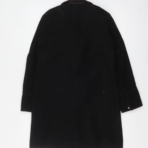 Topshop Women's Black Wool-Blend Mid-Length Overcoat UK 6