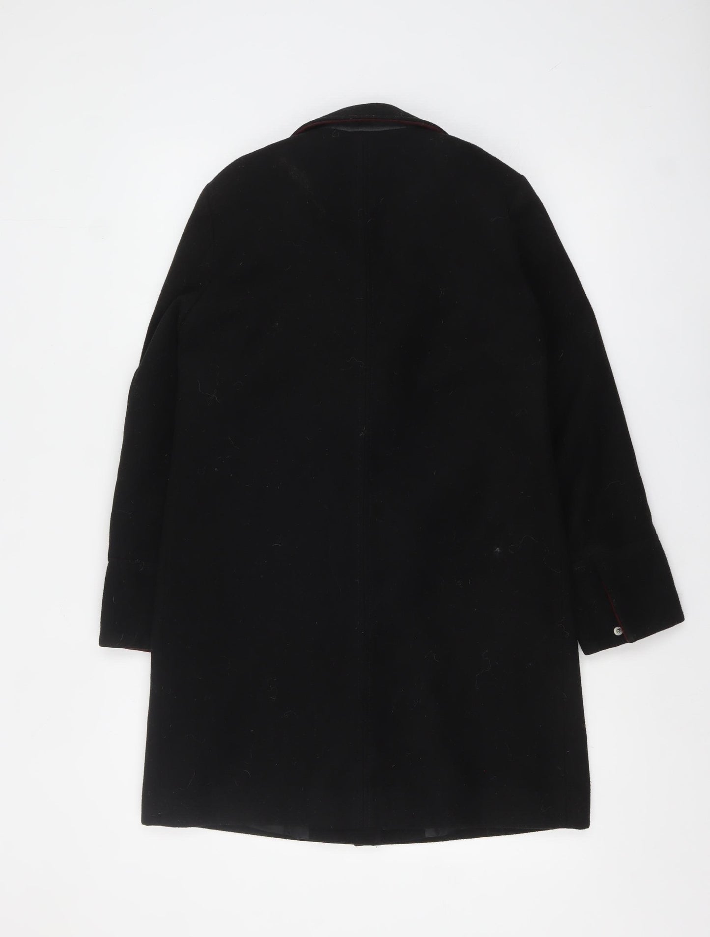 Topshop Women's Black Wool-Blend Mid-Length Overcoat UK 6