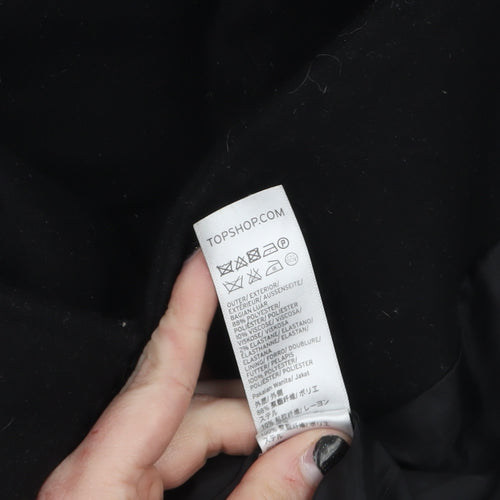 Topshop Women's Black Wool-Blend Mid-Length Overcoat UK 6