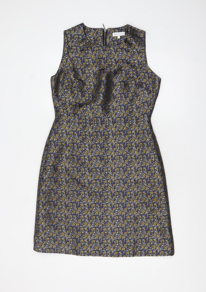 Warehouse Women’s Multicoloured Floral Jacquard Shift Dress Size 12