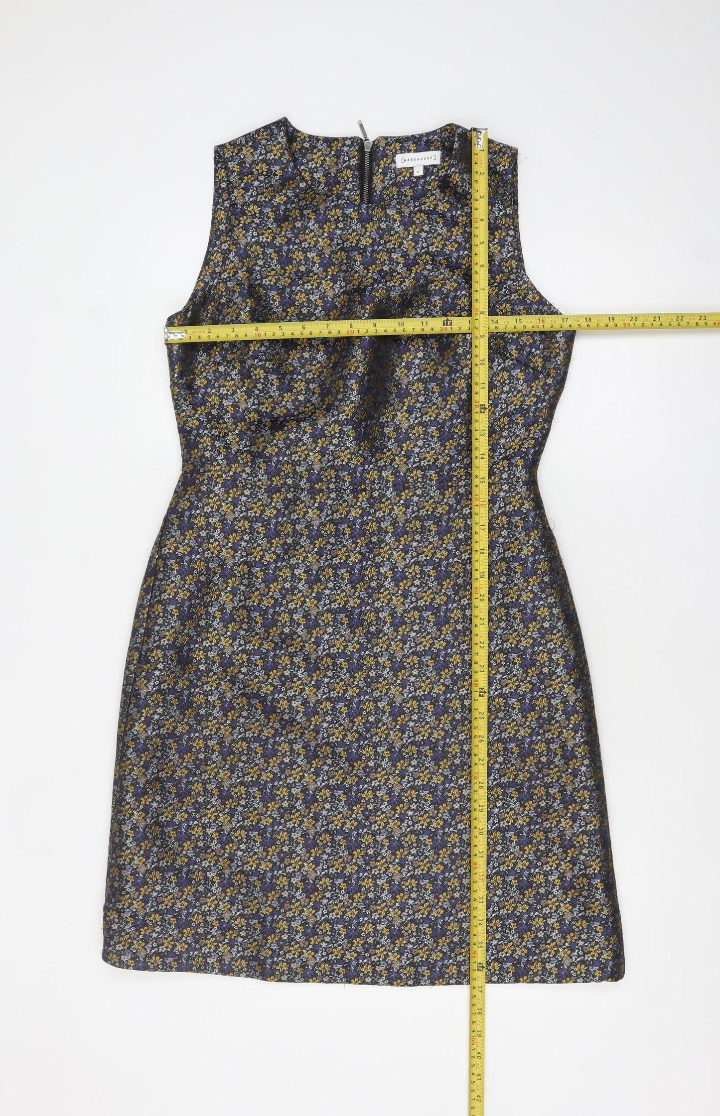 Warehouse Women’s Multicoloured Floral Jacquard Shift Dress Size 12