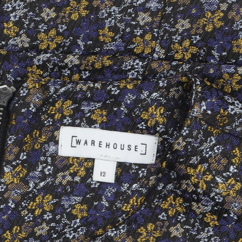 Warehouse Women’s Multicoloured Floral Jacquard Shift Dress Size 12