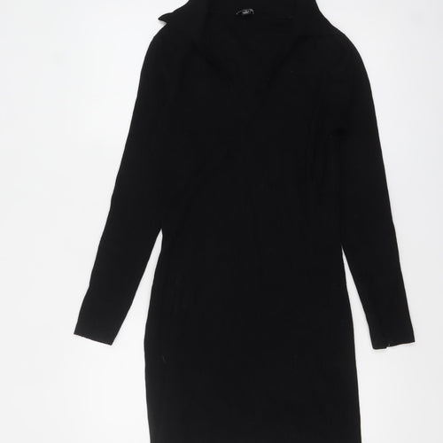 Pour Moi Women’s Black Collared Bodycon Knit Dress Size 12
