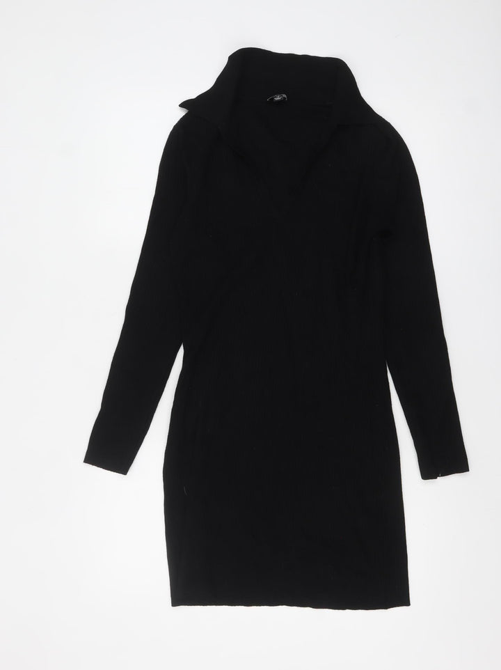 Pour Moi Women’s Black Collared Bodycon Knit Dress Size 12