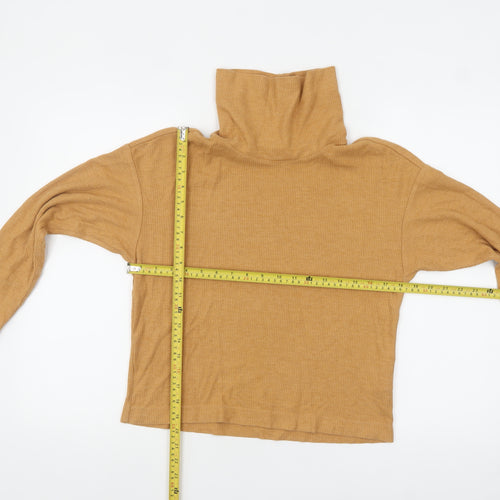 Uniqlo Women’s Brown Heattech Roll Neck Long Sleeve Top Size 10