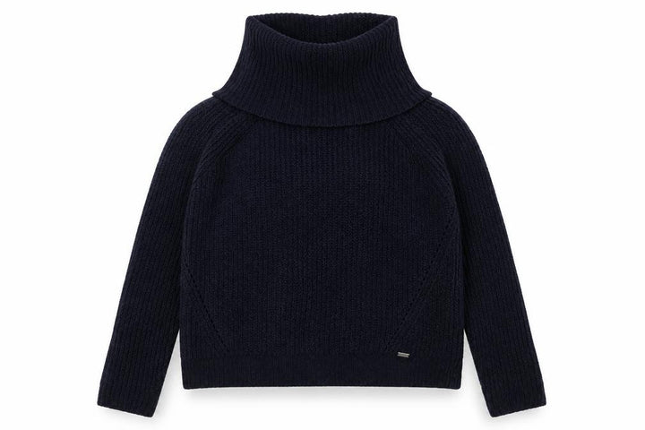 Hollister Women Blue Roll Neck Chunky-Knit Jumper L