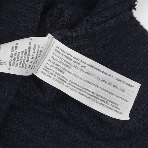 Hollister Women Blue Roll Neck Chunky-Knit Jumper L