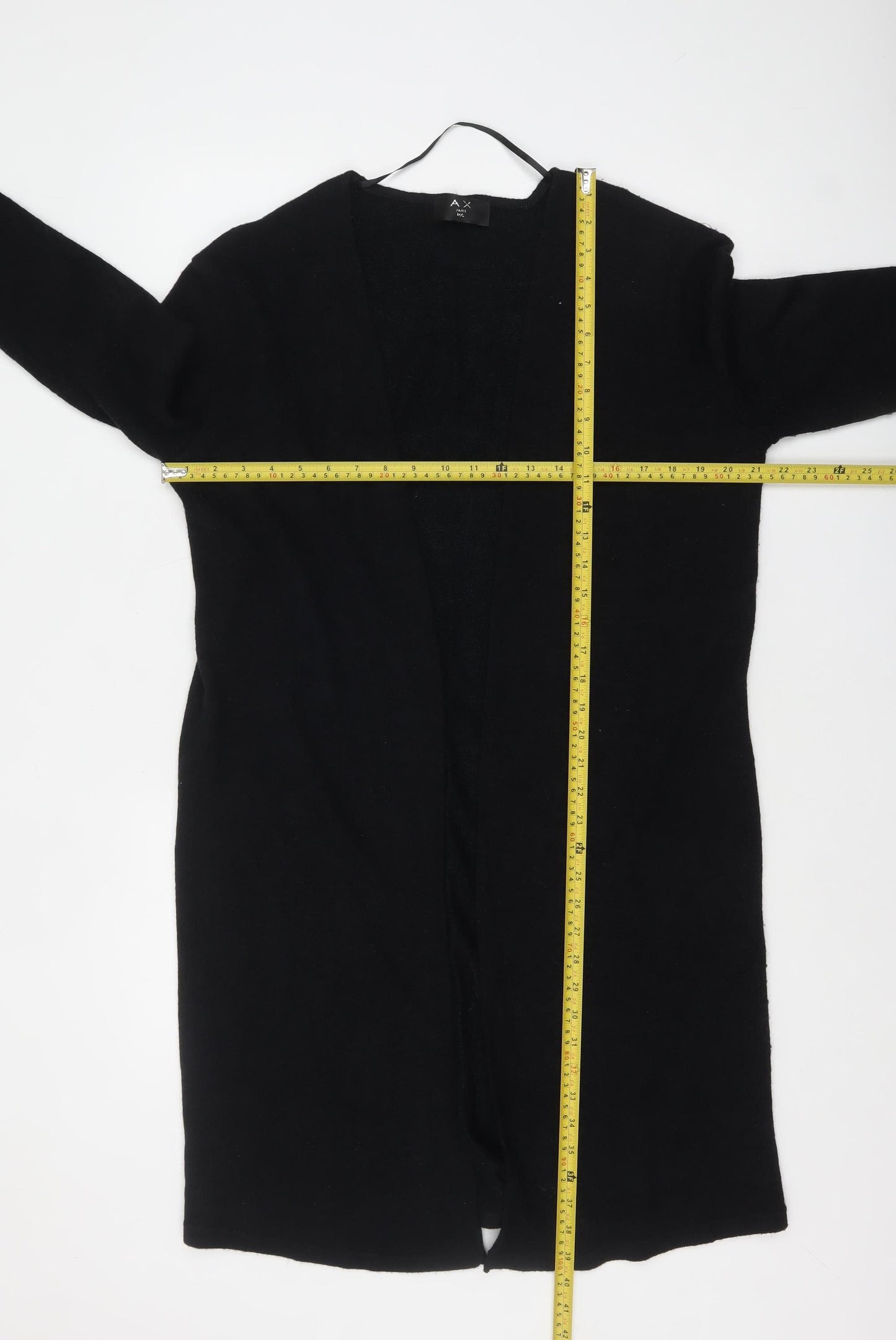 AX Paris Women Black Longline Cardigan M/L Knit Open Front