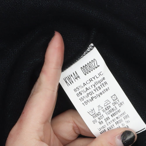 AX Paris Women Black Longline Cardigan M/L Knit Open Front