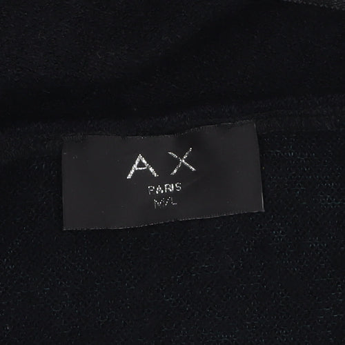 AX Paris Women Black Longline Cardigan M/L Knit Open Front
