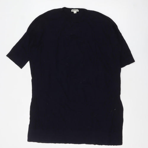 Whistles Women's Black Wool Viscose Short Sleeve Pullover Jumper M