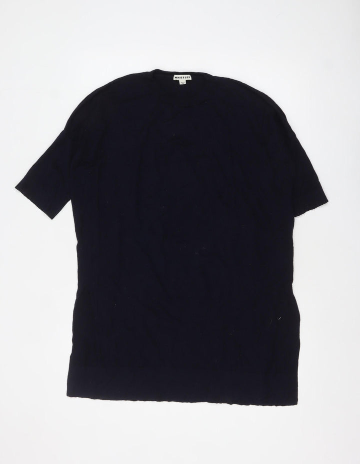 Whistles Women's Black Wool Viscose Short Sleeve Pullover Jumper M