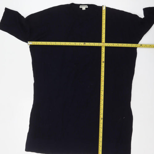 Whistles Women's Black Wool Viscose Short Sleeve Pullover Jumper M