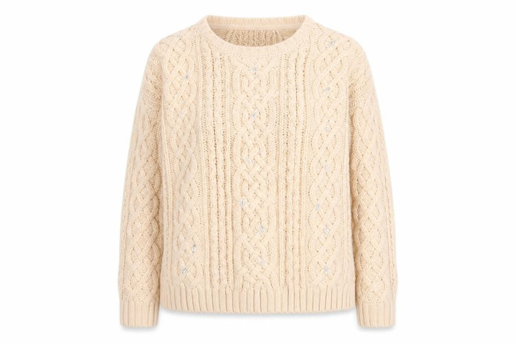 Debenhams Women Beige Cable-Knit Acrylic Jumper Size 14