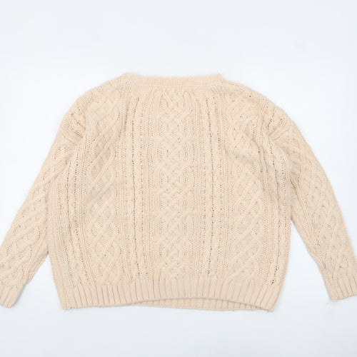 Debenhams Women Beige Cable-Knit Acrylic Jumper Size 14