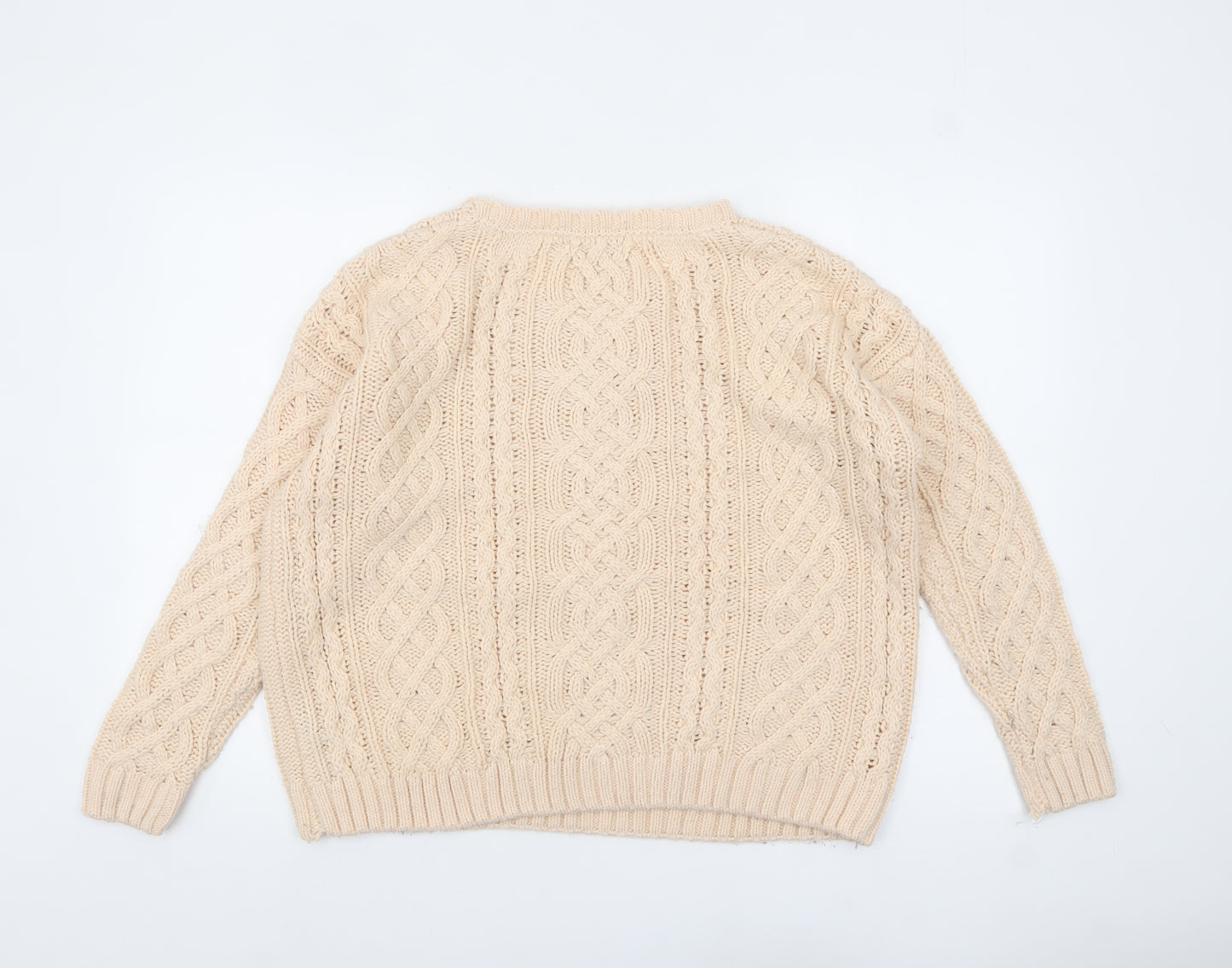 Debenhams Women Beige Cable-Knit Acrylic Jumper Size 14