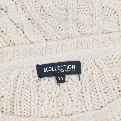 Debenhams Women Beige Cable-Knit Acrylic Jumper Size 14