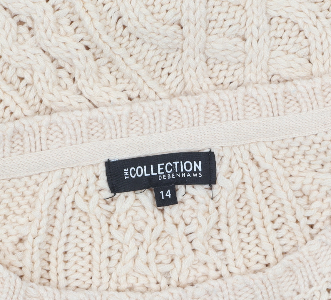 Debenhams Women Beige Cable-Knit Acrylic Jumper Size 14