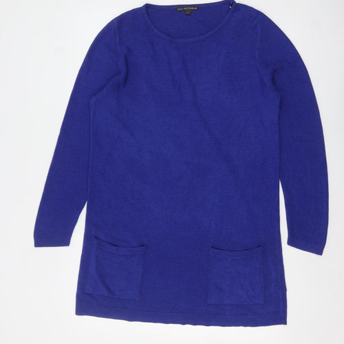 Bonmarché Women Blue Long Sleeve Acrylic Tunic Jumper Size 16