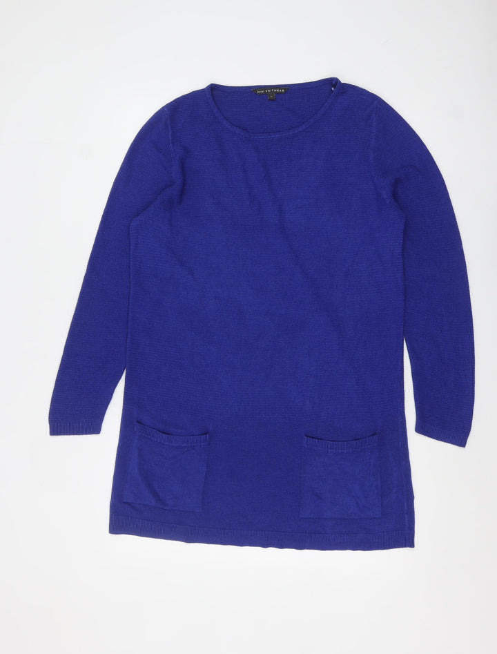 Bonmarché Women Blue Long Sleeve Acrylic Tunic Jumper Size 16