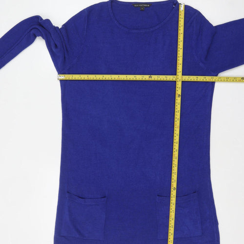 Bonmarché Women Blue Long Sleeve Acrylic Tunic Jumper Size 16