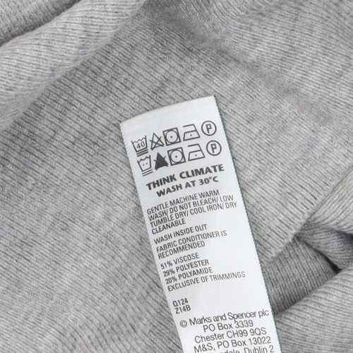 Marks and Spencer Women Grey L Crew Neck Button Shoulder Pullover Jumper