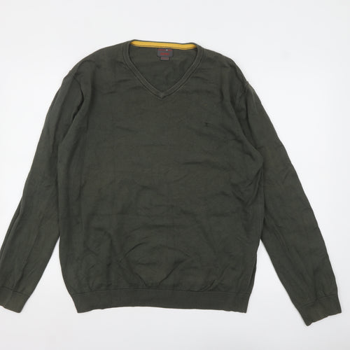 Esprit Men Green Cotton V-Neck Jumper Size L