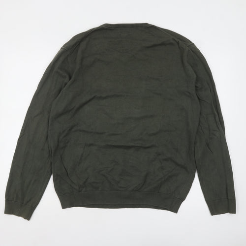 Esprit Men Green Cotton V-Neck Jumper Size L