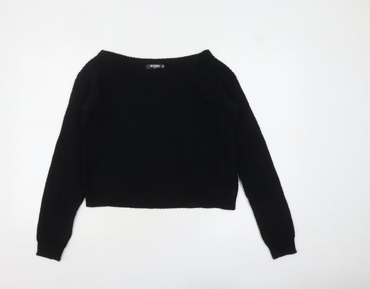 Missguided Petite Black Knit Boat Neck Jumper UK 6