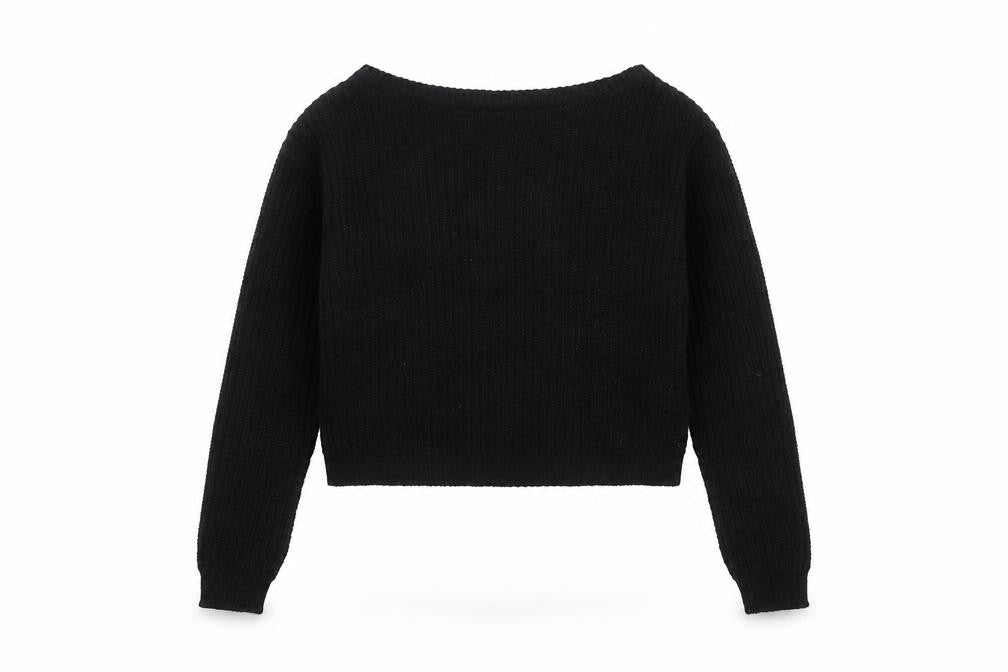 Missguided Petite Black Knit Boat Neck Jumper UK 6
