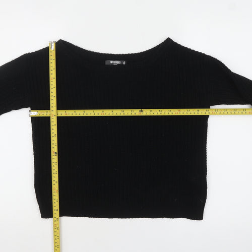 Missguided Petite Black Knit Boat Neck Jumper UK 6