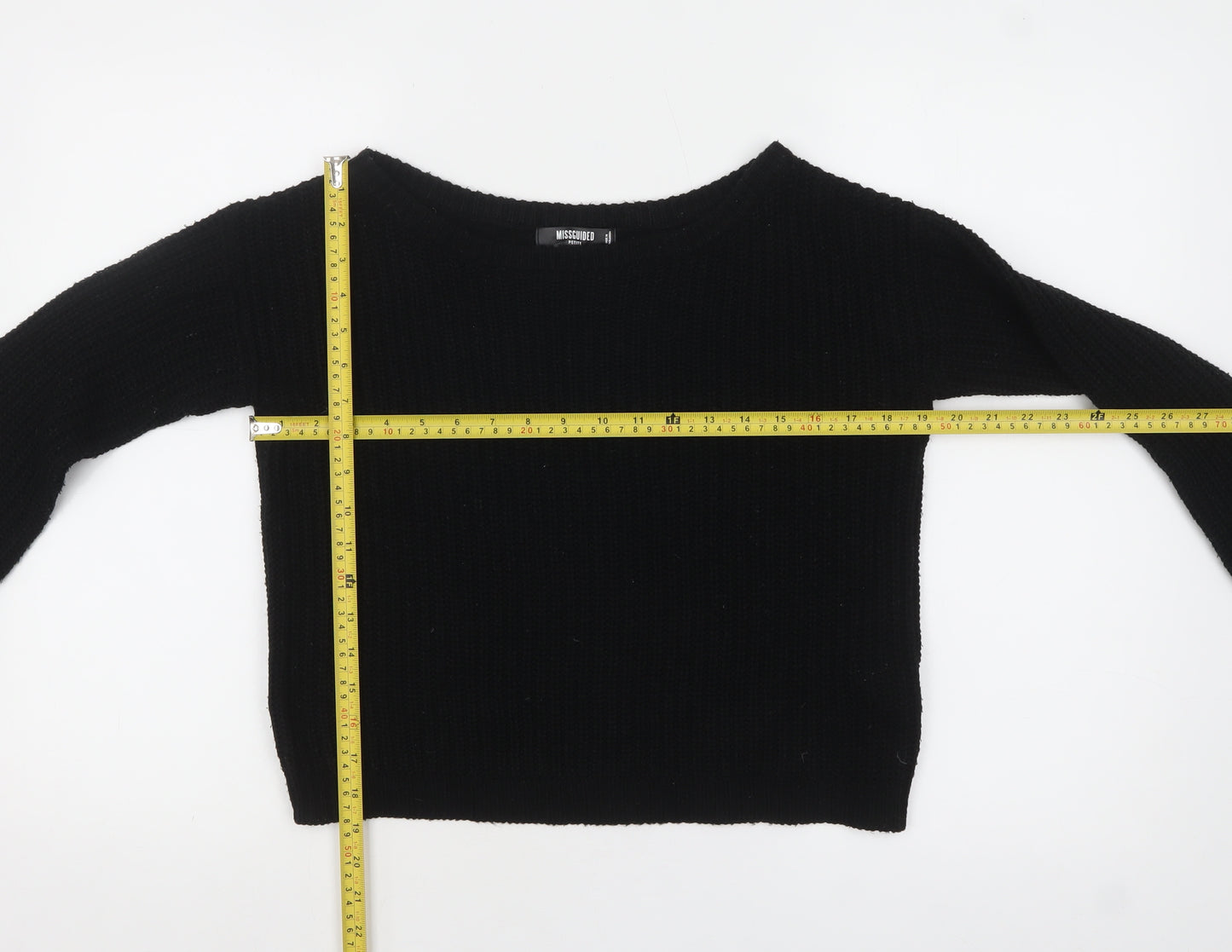 Missguided Petite Black Knit Boat Neck Jumper UK 6