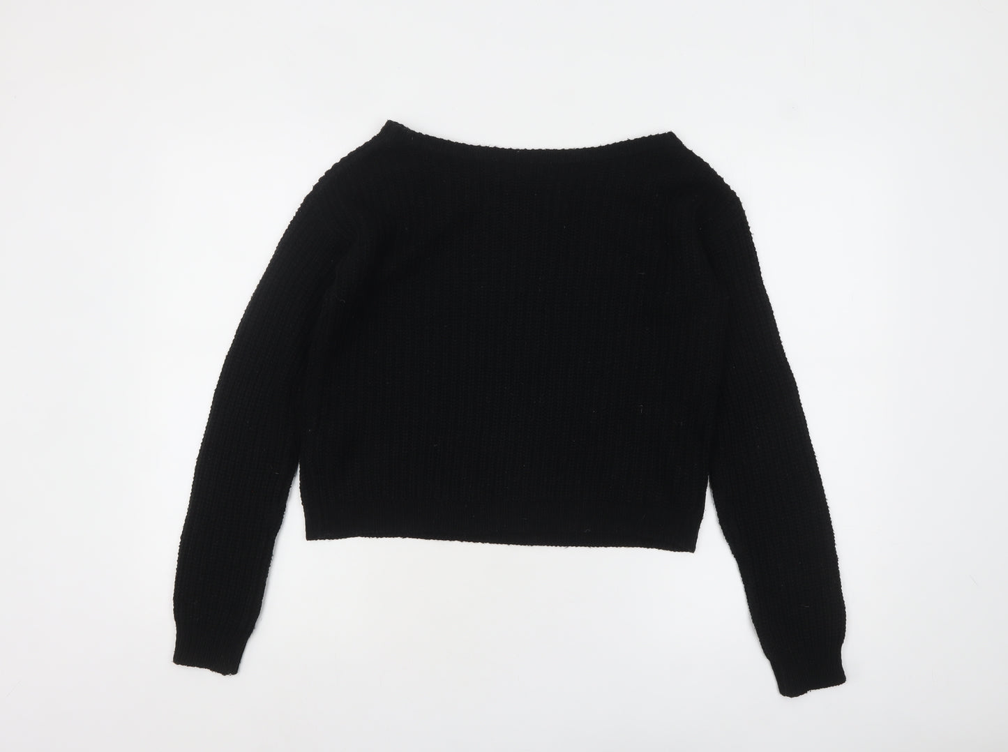 Missguided Petite Black Knit Boat Neck Jumper UK 6