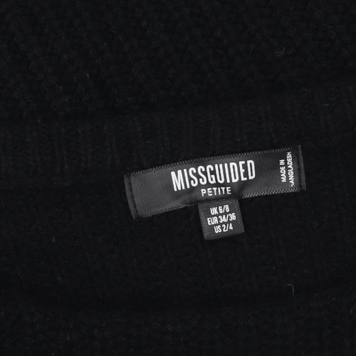 Missguided Petite Black Knit Boat Neck Jumper UK 6