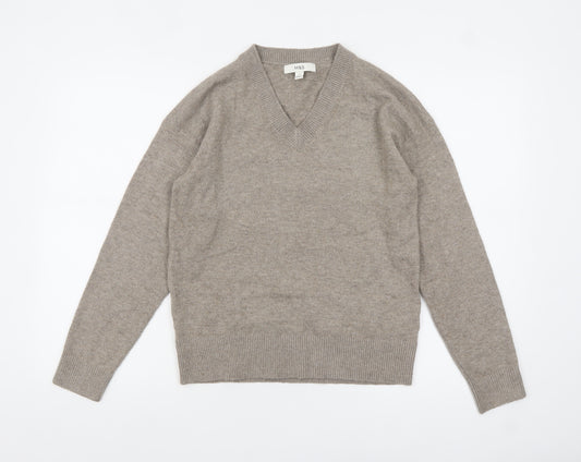 Marks and Spencer Women's Beige V-Neck Jumper Size S Classic Knit