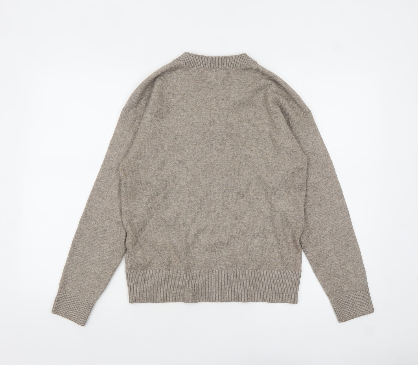 Marks and Spencer Women's Beige V-Neck Jumper Size S Classic Knit