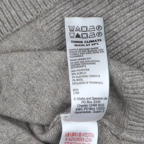 Marks and Spencer Women's Beige V-Neck Jumper Size S Classic Knit