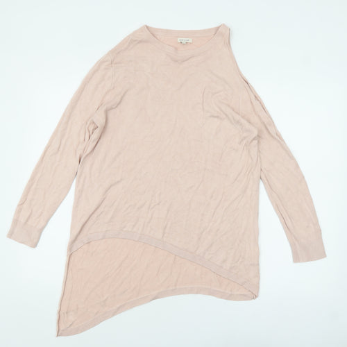 River Island Women Pink Size 14 Asymmetric Long Sleeve Pullover Jumper