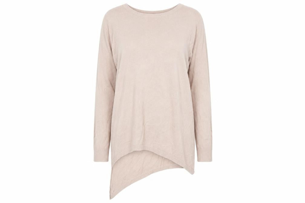 Front view of River Island Women Pink, size 14, Asymmetric Long Sleeve jumper