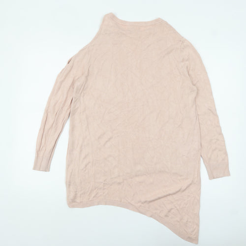 River Island Women Pink Size 14 Asymmetric Long Sleeve Pullover Jumper