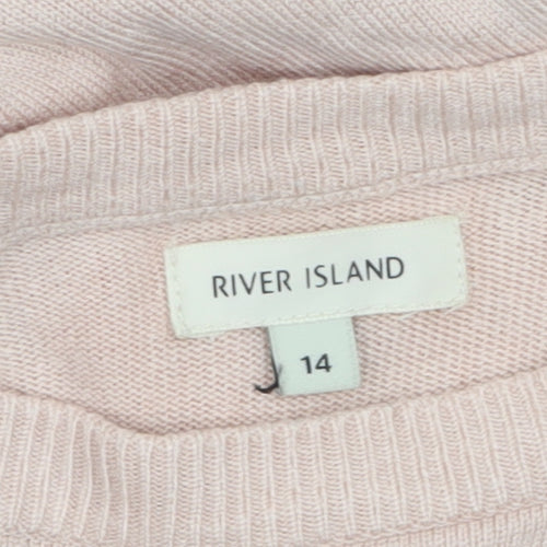 River Island Women Pink Size 14 Asymmetric Long Sleeve Pullover Jumper