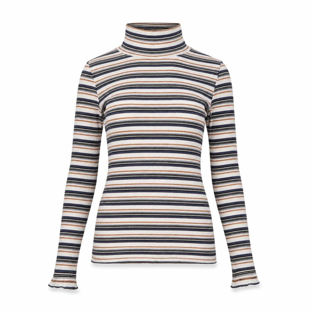 Topshop Women’s Multicoloured Striped Roll Neck Long Sleeve Top Size 10