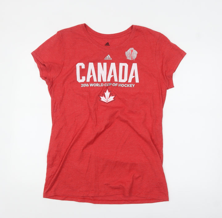Adidas Womens Red 2XL Canada Hockey T-Shirt Short Sleeve