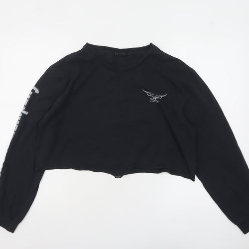 Thrills Womens Black Cropped Long Sleeve T-Shirt L